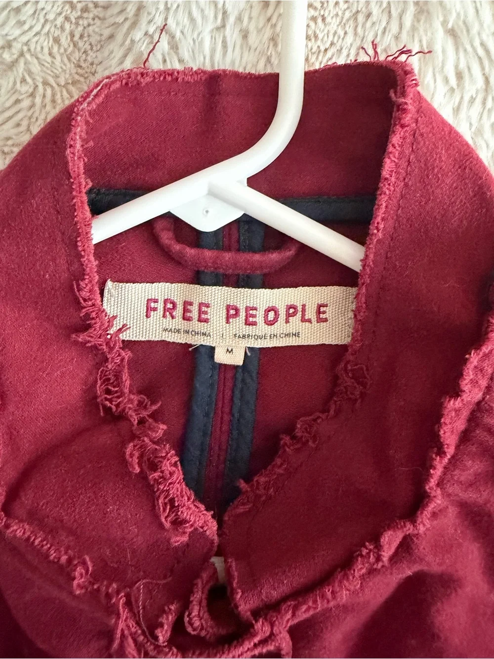 Free People Wine Red Military-Style Button Jacket